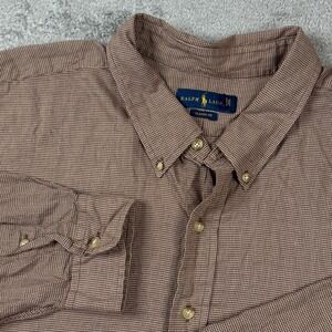 Ralph Lauren Classic Fit Brown Micro Houndstooth Button Down Shirt Mens 4XB Big